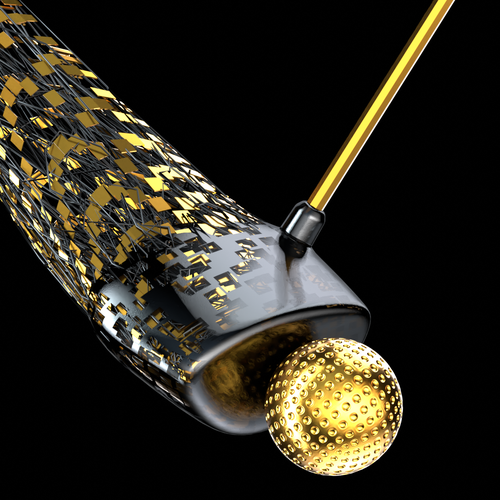 Gold illustration with the title 'Golden swing'