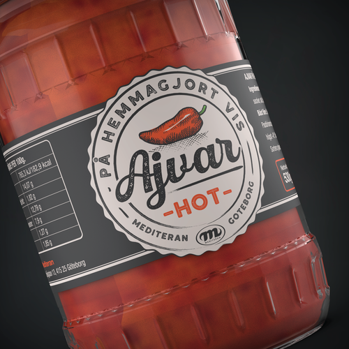 Jar label with the title 'Ajvar'