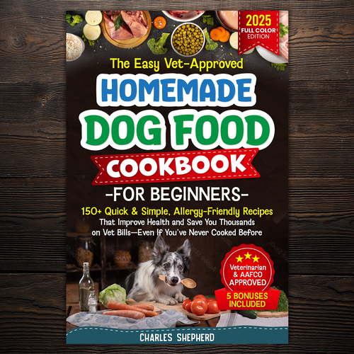 Animal book cover with the title 'Homemade Dog Food'