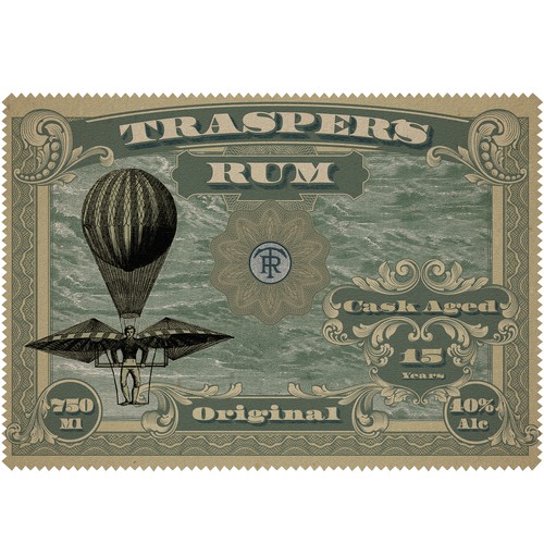 Bottle label with the title 'Rum label design'