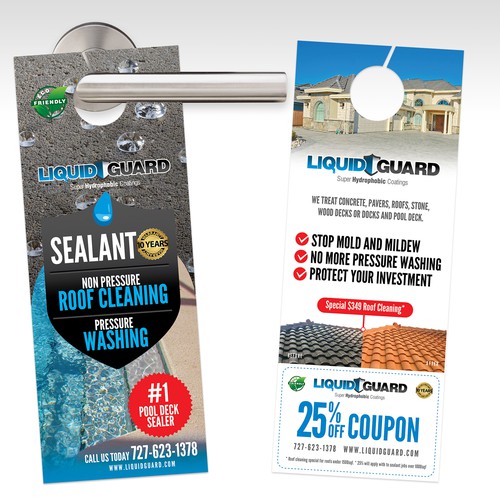 Door hanger design with the title '(Door Hanger) Home exterior cleaning and 10 year sealant'