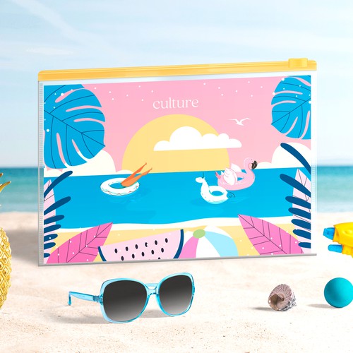 Pink packaging with the title 'Culture - Floater packaging'