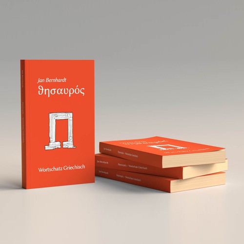 Orange book cover with the title 'Bookcover for a Greek-Lexikon'