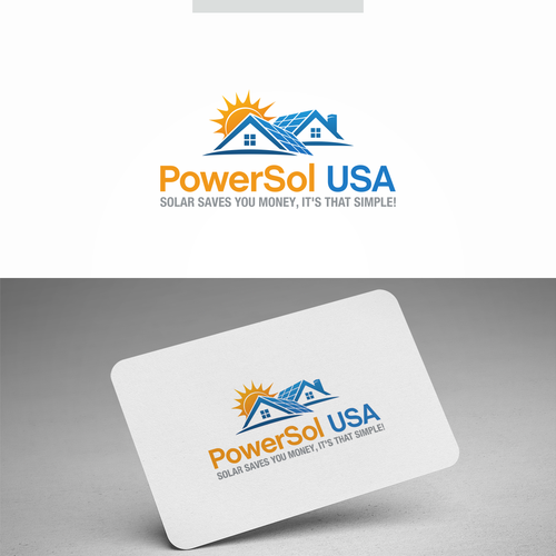 Solar panel design with the title 'PowerSol USA'