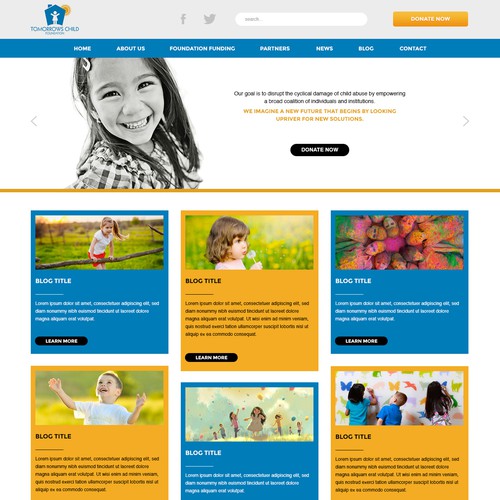 Nonprofit website with the title 'Create the web design for Tomorrow's Child Foundation'