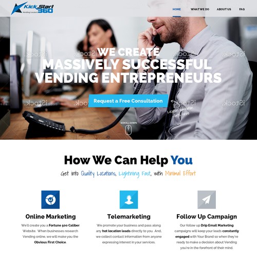 Vending machine design with the title 'KickStart360'