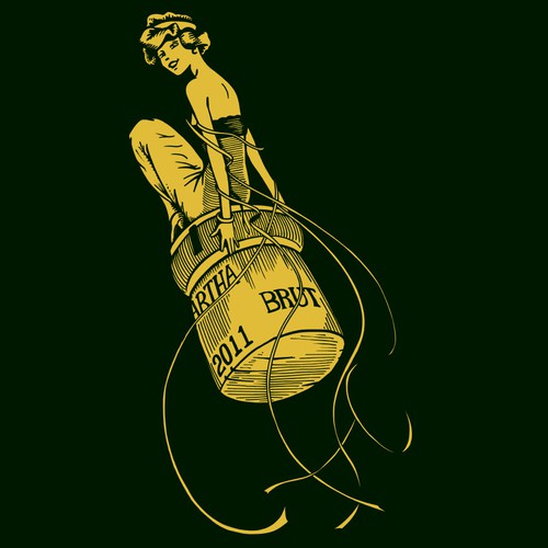 Movement design with the title 'Illustration for a bubble wine special label'