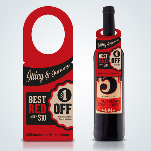 Spanish design with the title 'Wine Necker Design | Cinco Joses'