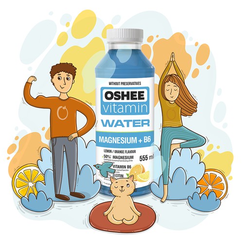 Advertising illustration with the title 'Playful illustration for the water ad. '