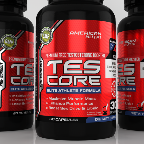 Dietary supplement label with the title 'TES-CORE Label Design'