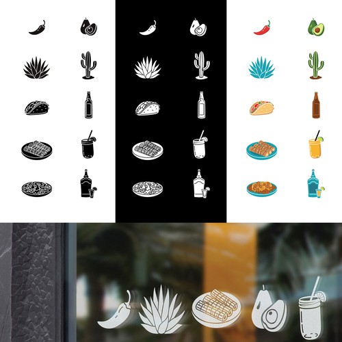 Margarita design with the title 'Custom icon set for Mexican restaurant'