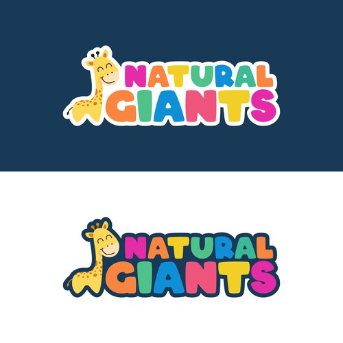 Giraffe logo with the title 'Logo concept for a kids brand'