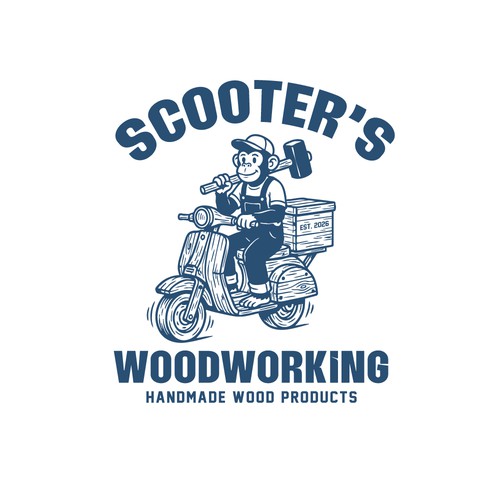 Vespa logo with the title 'Scooter's Woodworking'