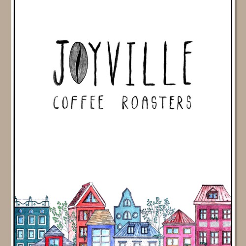 Coffee shop artwork with the title 'Joyville Coffee Roasters '