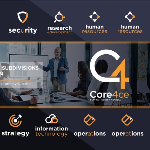 Corporate identity logo with the title 'Core4ce subdivisions logos design'