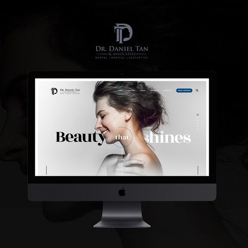 Black and white website with the title 'Website for dental and facial surgery clinic.'