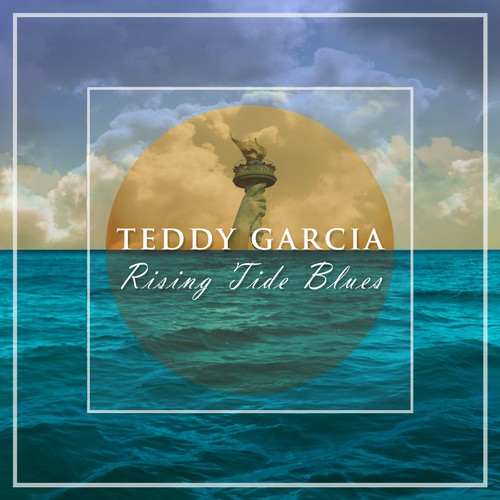 Collage artwork with the title 'Creative Climate Change Image for Blues/Rock Album, "Rising Tide Blues"'