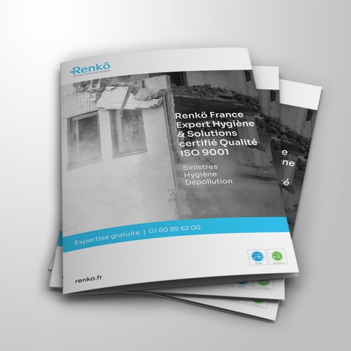 Gray and blue design with the title 'Company Presentation Brochure'