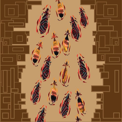 African artwork with the title 'The Great Stampede'