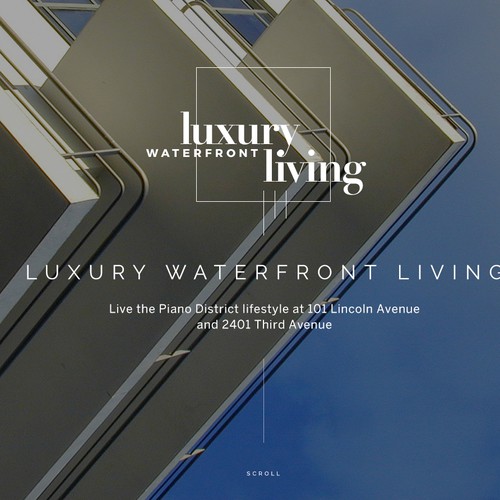 Luxury website with the title 'Long page for a luxury waterfront development.'