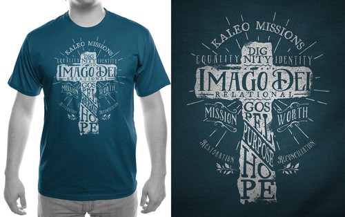 Cross design with the title 'Create a hip, minimal typography-based shirt for our urban missions program'