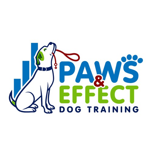 Bulldog logo with the title 'Paws & Effect Dog Training'