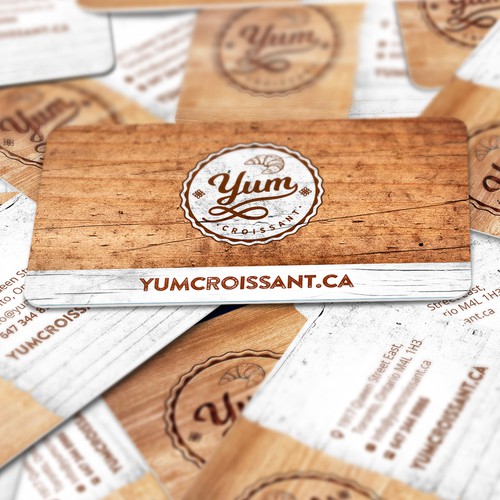 Wood design with the title 'Business Card Yum'