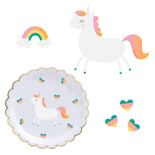 Unicorn artwork with the title 'Unicorn illustration for party supplies'