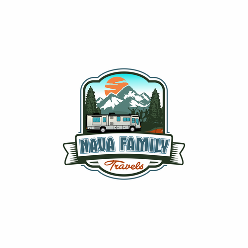 RV logo with the title 'vintage logo for nava family travels'