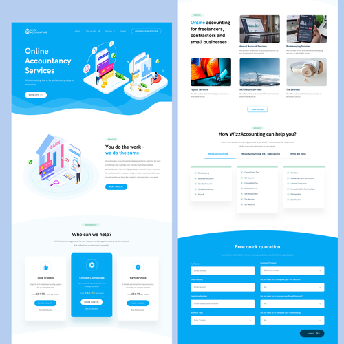 Accounting website with the title 'WizzAccounting Website Redesign'