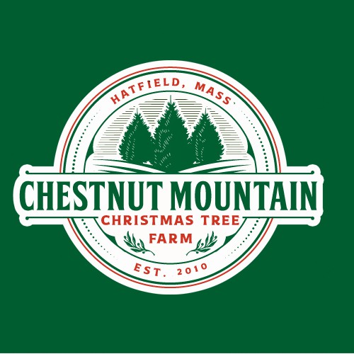 Christmas tree design with the title 'Logo Design for CHESTNUT MOUNTAIN CHRISTMAS TREE FARM'