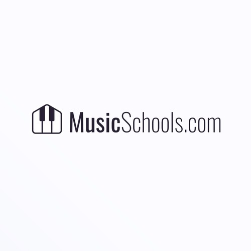 Piano keys design with the title 'MusicSchools.com'