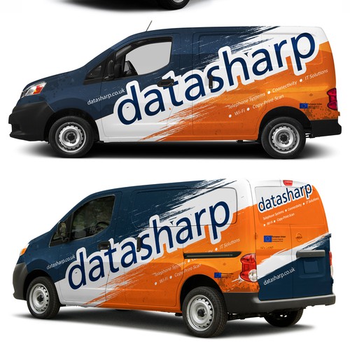 Networking design with the title 'Van wrap for data sharp'