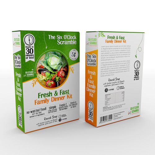 Easy design with the title 'Design a package for a grab-and-go family dinner kit'