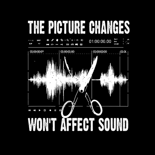 Distressed t-shirt with the title 'Post-Production Sound Community T-Shirt'
