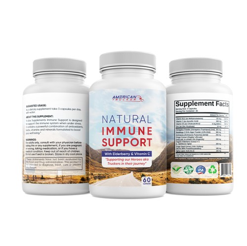 Creative label with the title 'label design for immune support'