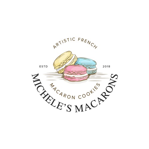 Confetti Rectangle logo design • Macarons and Mimosas