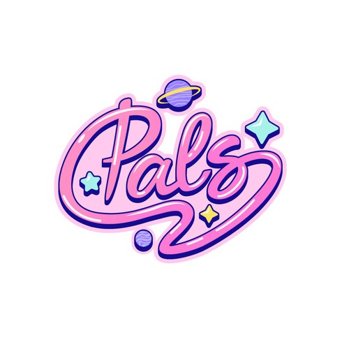 Universe logo with the title 'Lettering logo for a Podcast called: Pals!'