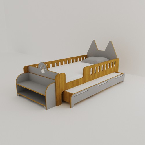 Bed design with the title 'Bed Kid Design'
