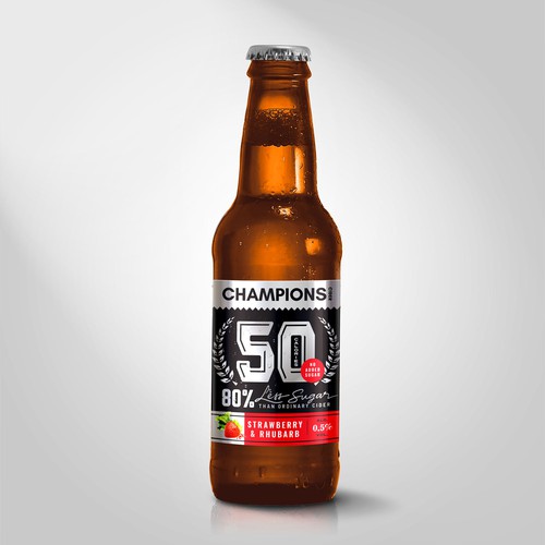 Beverage label with the title 'Cider for Champions'