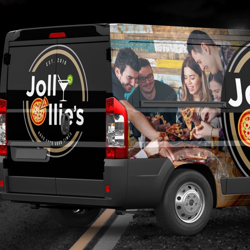 Wrapping design with the title 'Jolly Ollie's Pizza & Pub'