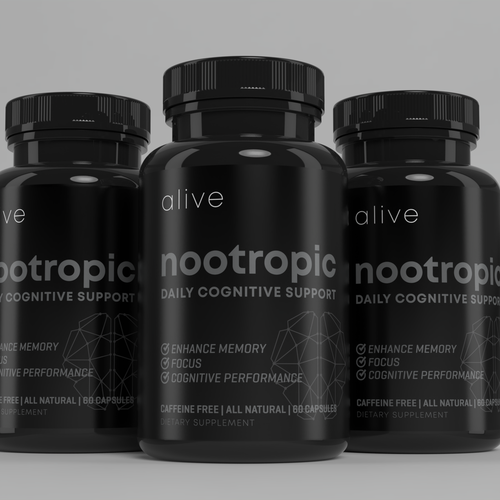 Design with the title 'LABEL AND 3D RENDER'