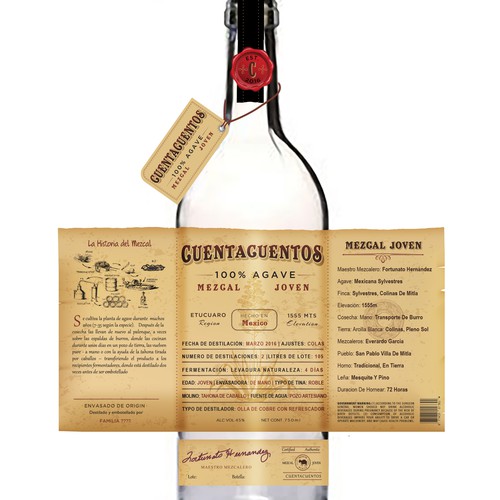 Tequila label with the title 'Mezcal Label'