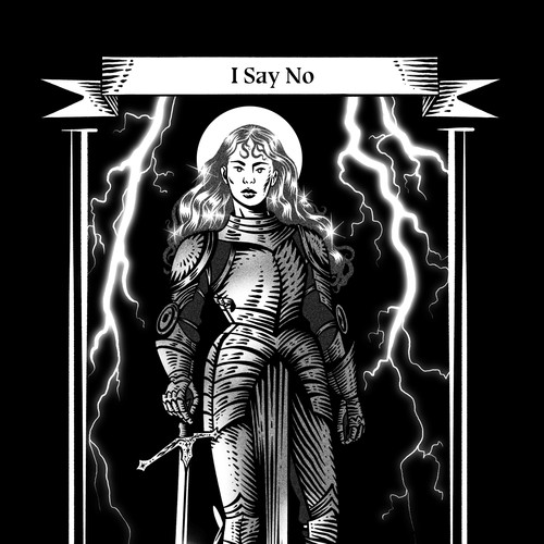 Knight artwork with the title 'Couverture de livre sous forme de carte de tarot'