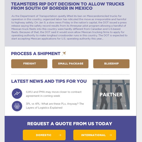 Logistics design with the title 'AJL - Newsletter (Constant Contact)'