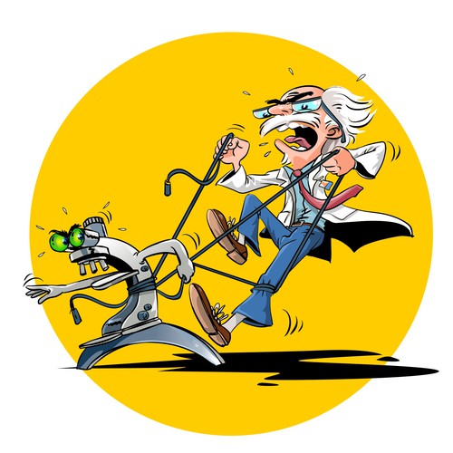 CorelDRAW design with the title 'Inspire Scientists to conquer their microscope challenges'