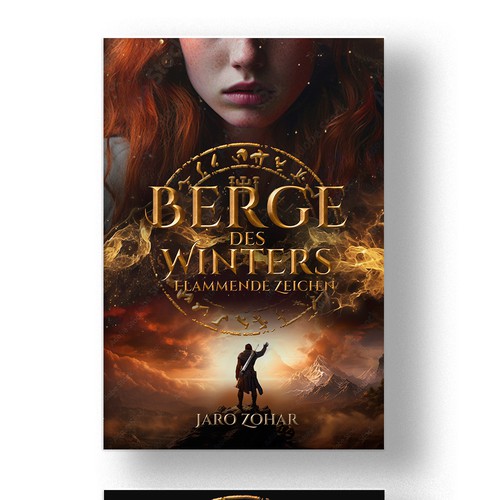 History book cover with the title 'Berge des Winters. Flammende Zeichen by Jaro Zohar'