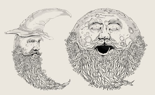 Book artwork with the title 'Man in the moon'