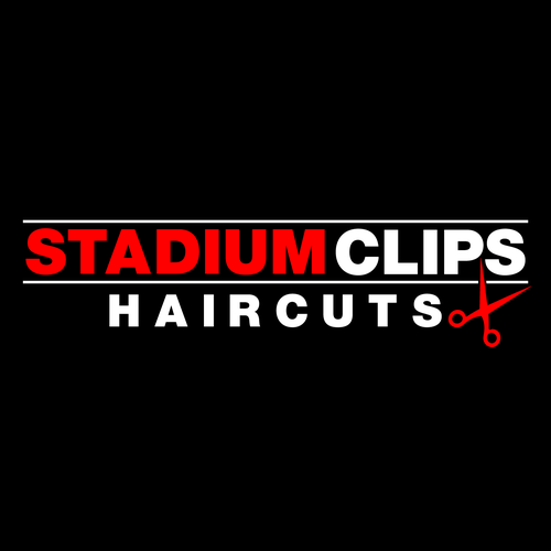 Haircut logo with the title 'StadiumClips Haircuts'