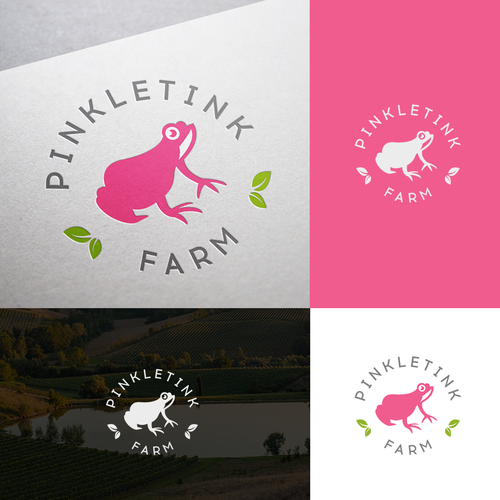 Frog logo with the title 'Pinkletink Farm'
